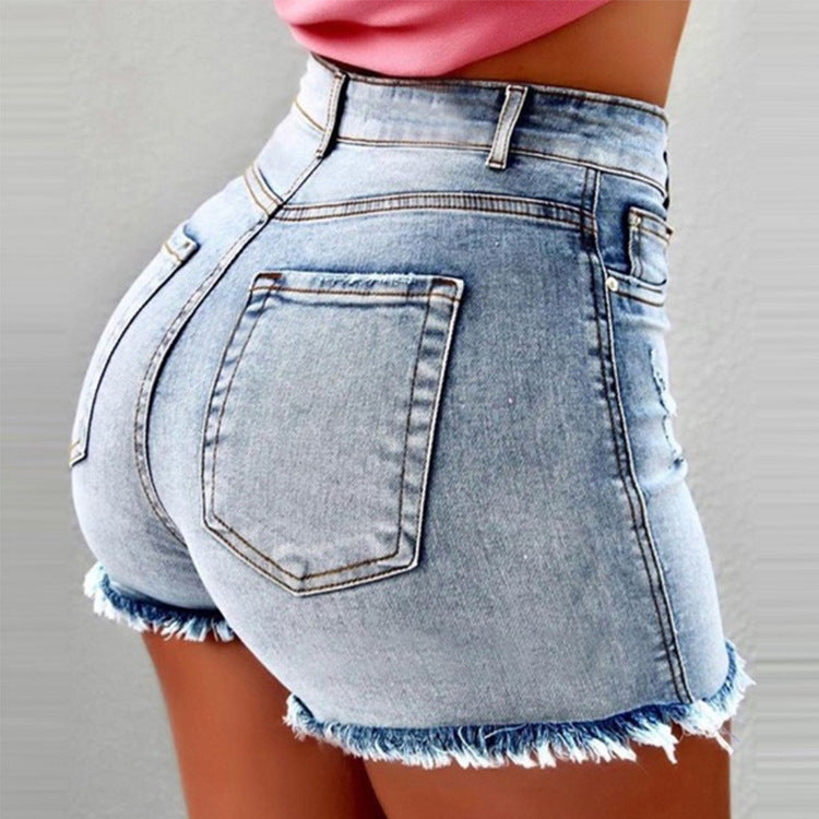Women'S Ripped High-Waist Denim Shorts
