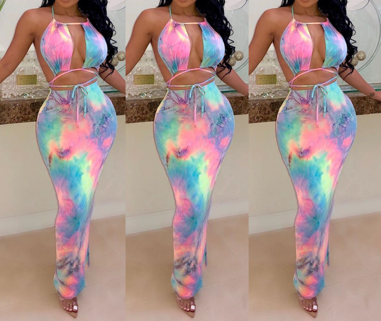 Backless Women'S Sexy Print Sleeveless Dress