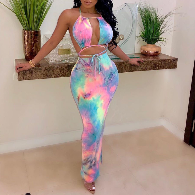 Backless Women'S Sexy Print Sleeveless Dress