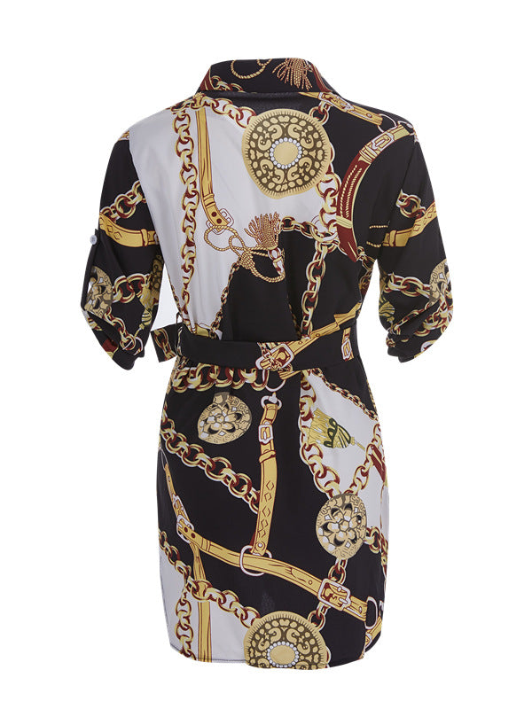 Fashion Sexy Gold Chain Print Dress