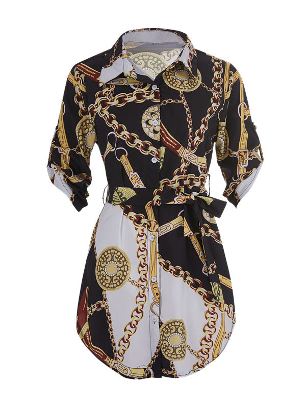 Fashion Sexy Gold Chain Print Dress