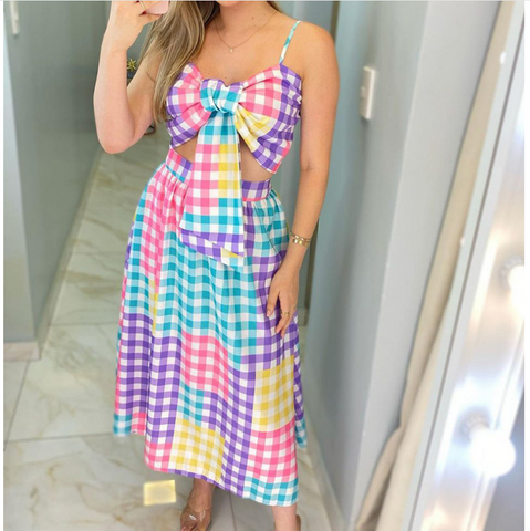 Lovely Round Neck Sleeveless Printed Piece Pants