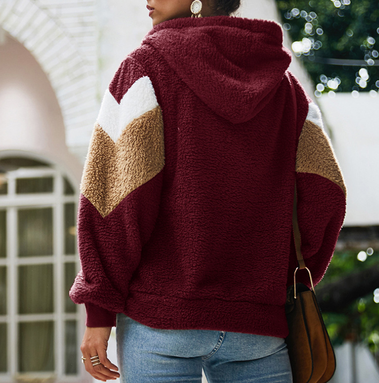 Loose Long-Sleeved Hooded Sweater Coat