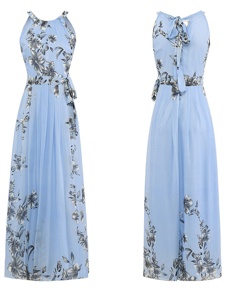 Sleeveless Print Maxi Long Dress