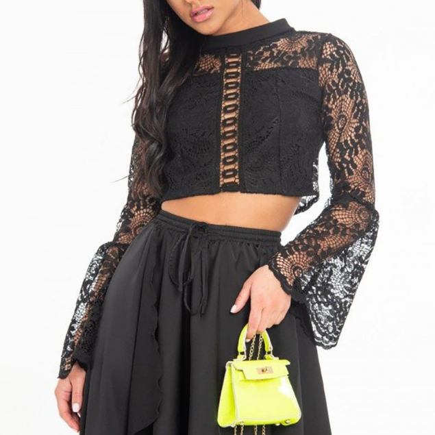 Long Sleeve Sexy Lace Slim T-Shirt