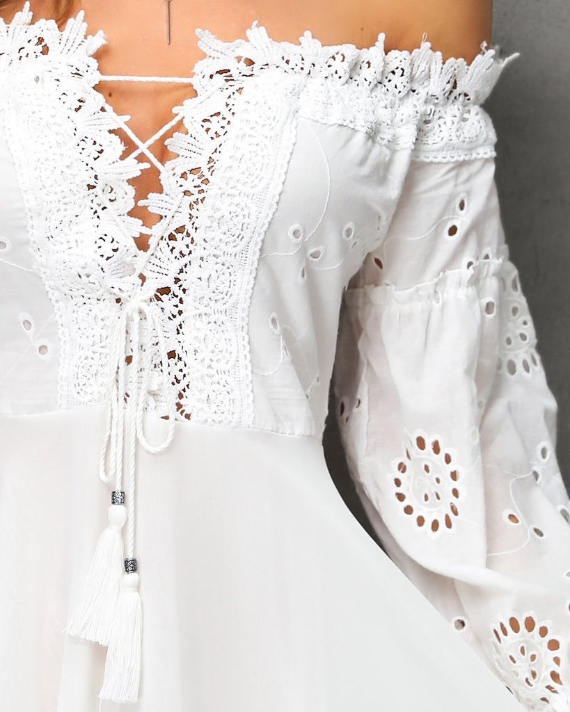 Solid Color Embroidered Chiffon Princess Dress