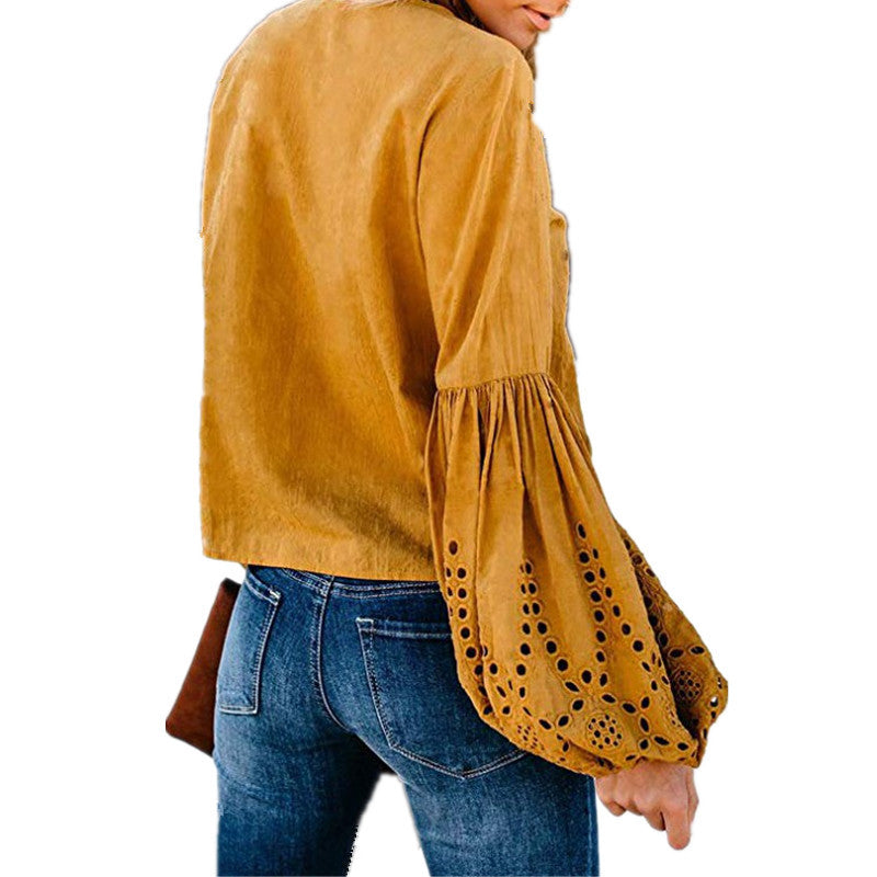 V-Neck Loose Lace Top