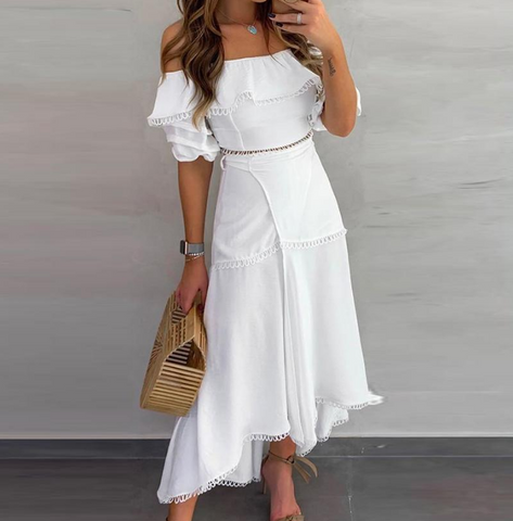 High-necked long-sleeved two-piece dress