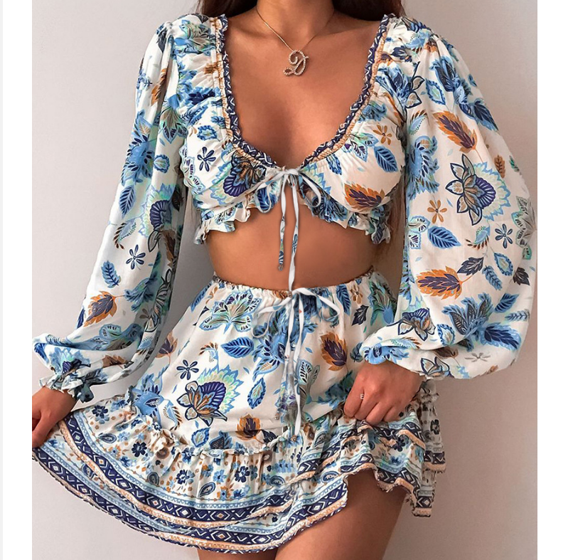 Long Sleeve Mini Two-Piece Suit Dress