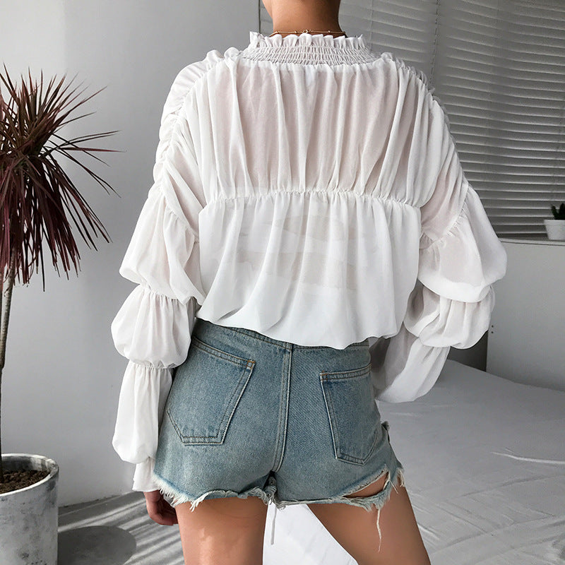 Women's Sexy Chiffon Long Sleeve Top