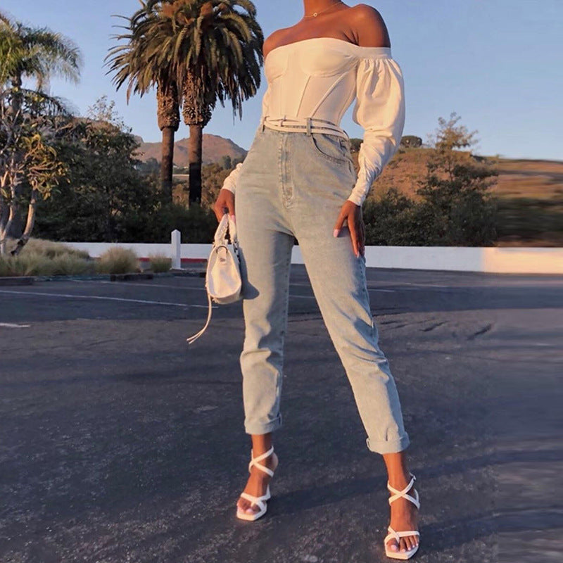Fashion Sexy Off Shoulder Long Sleeve T-Shirt
