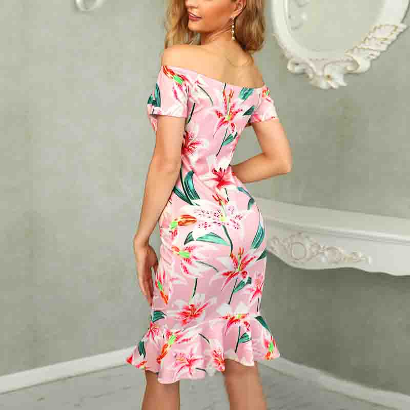 Sexy One-Shoulder Print Dress