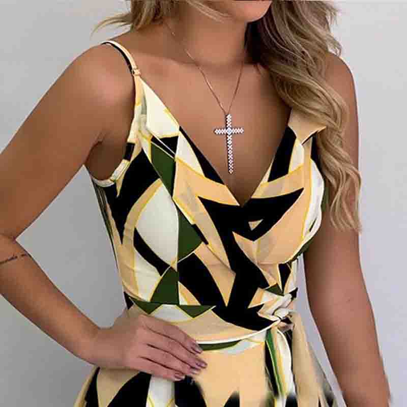 V-Neck Printing Sling Sexy Jumpsuit
