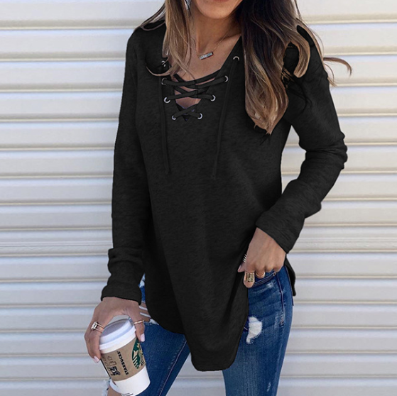 V-Neck Fashion Long-Sleeved Sweater