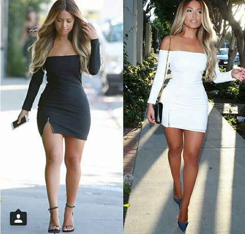 FASHION LONG-SLEEVED ZIPPER DRESS