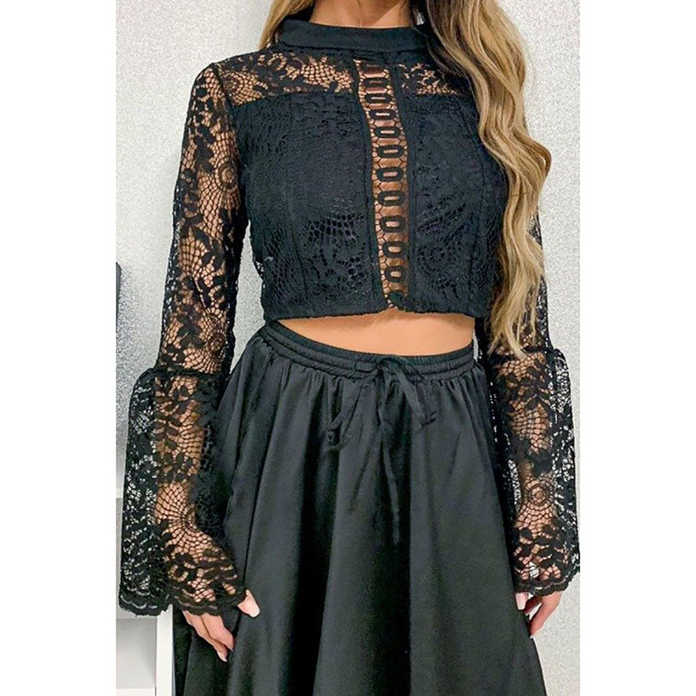 Long Sleeve Sexy Lace Slim T-Shirt