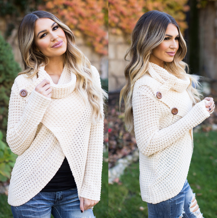 Round Neck Knit Long Sleeve Sweater
