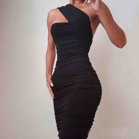 Black Chain Chiffon Sleeveless Dress