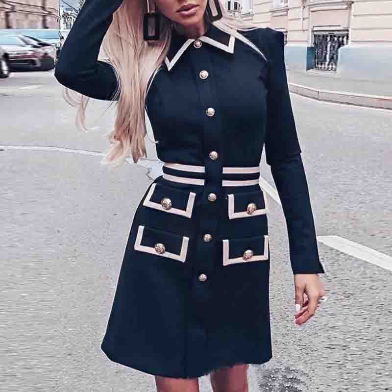 Women Slim Long Sleeve Dress