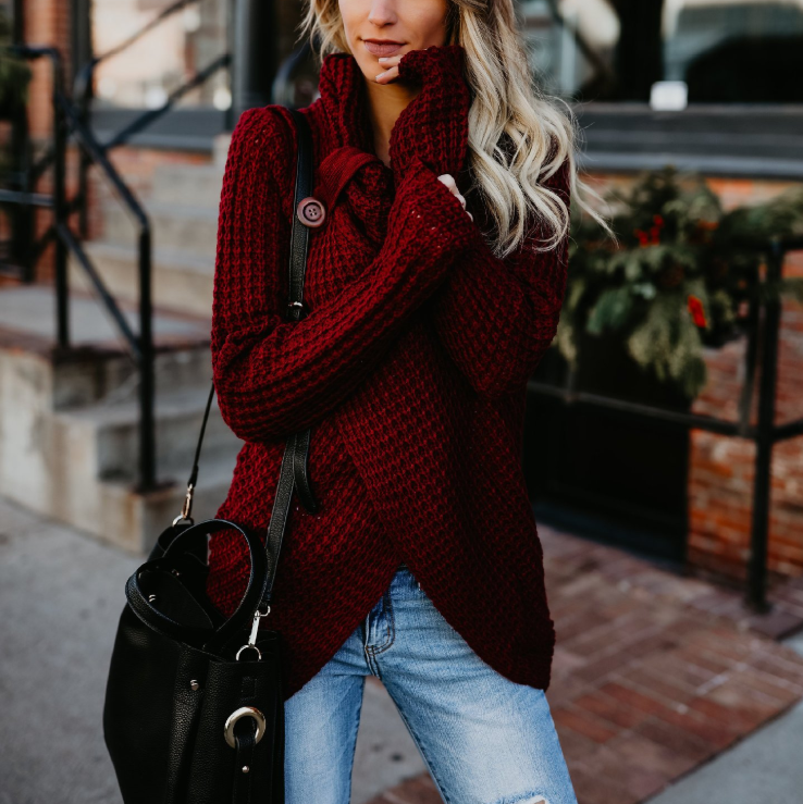 Round Neck Knit Long Sleeve Sweater