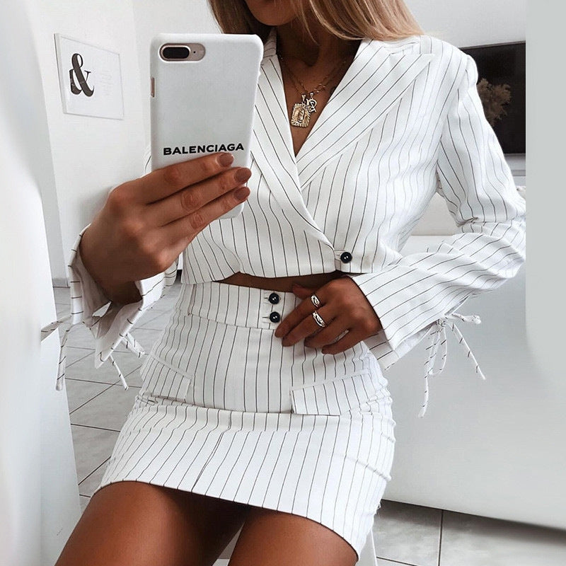 Long Sleeve Fashion Stripe Two-piece Set