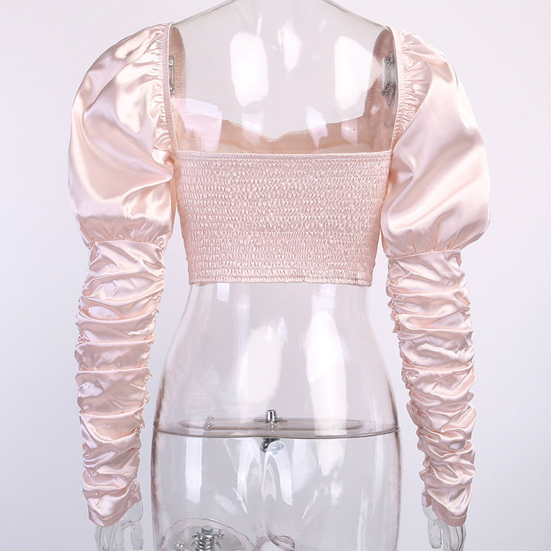 Solid Color Slim Long-Sleeved Shirt