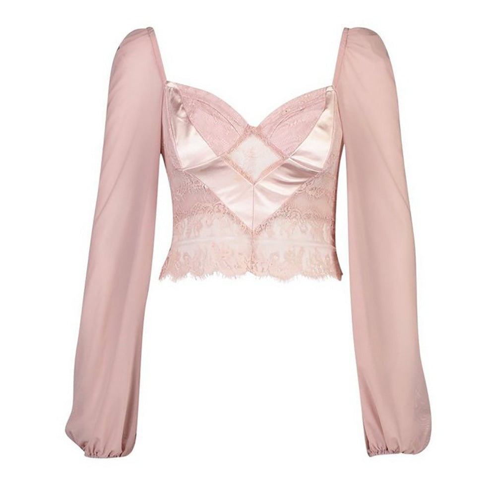 Slim Sexy Lace Wrapped Chest T-Shirt