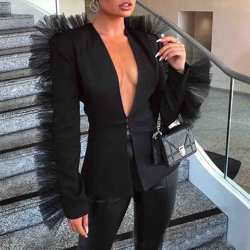Sexy Long-Sleeved Black Top