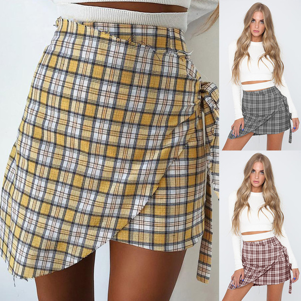 Fashion Chiffon Plaid Skirt