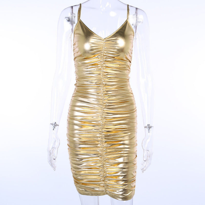 V-Neck Strap Fashion Sexy Package Hip Dress