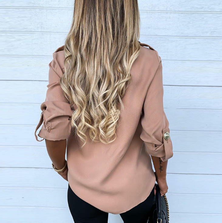 Solid Color Long Sleeve Women'S Shirt
