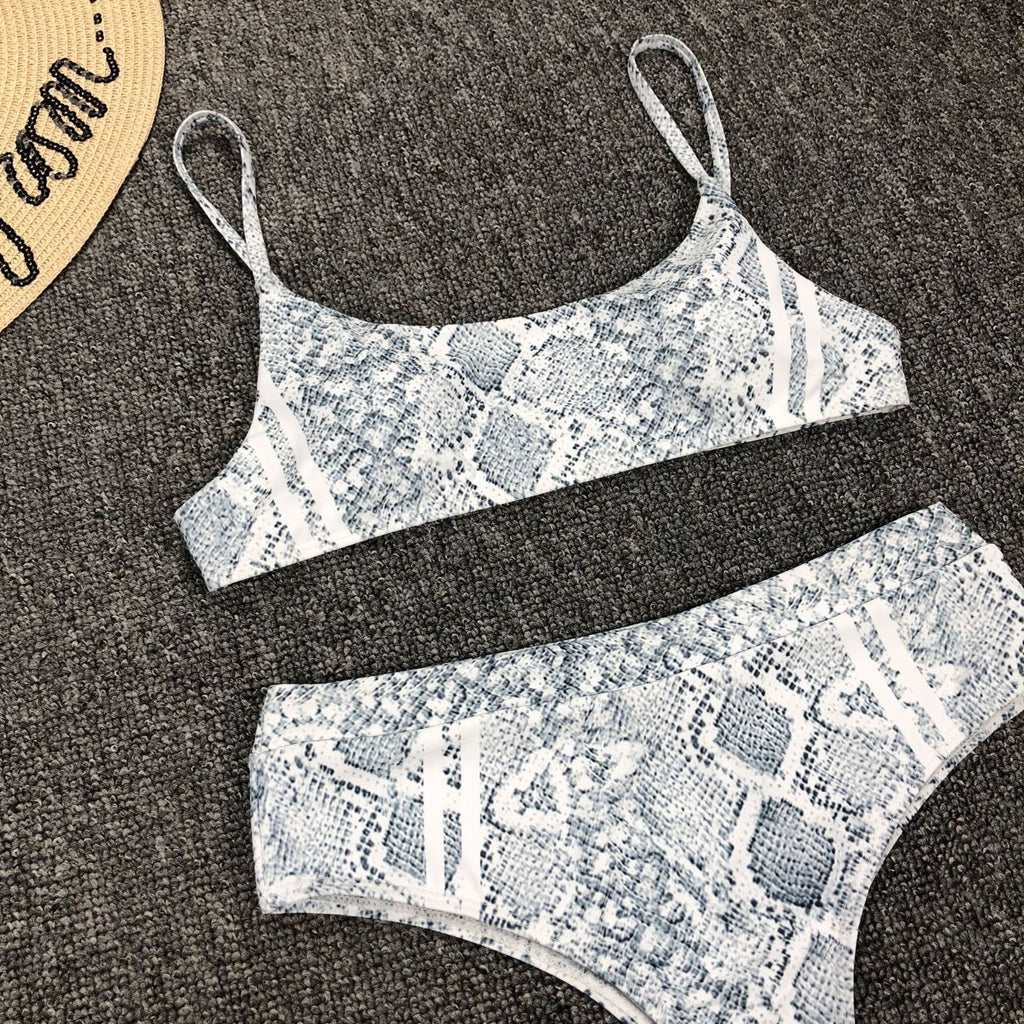 Sexy Snake Pattern Bikini Split Swimsuit