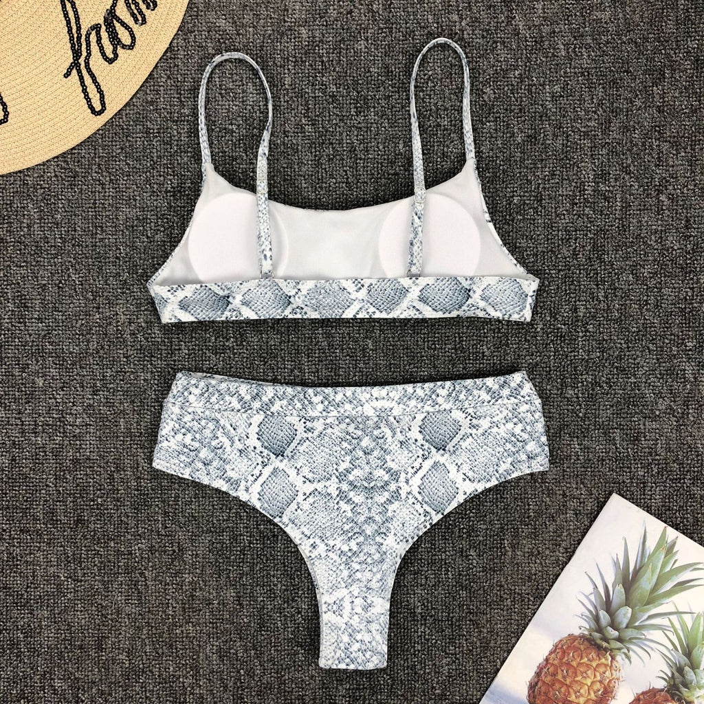 Sexy Snake Pattern Bikini Split Swimsuit