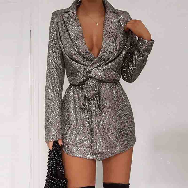 Long Sleeve Sequins Women'S Dress
