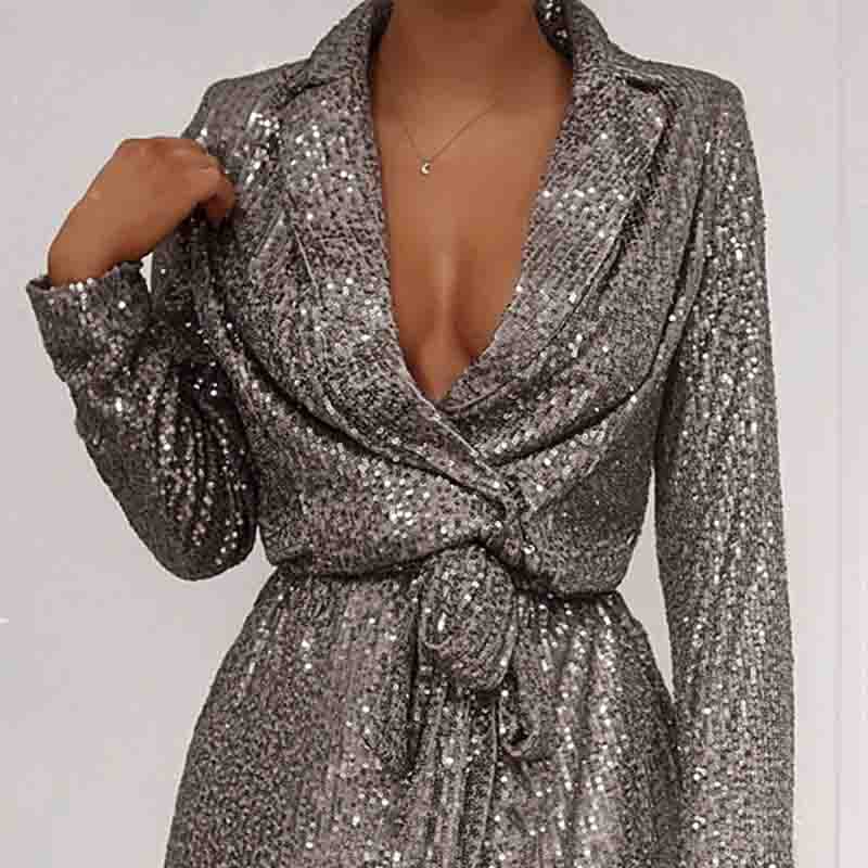 Long Sleeve Sequins Women'S Dress