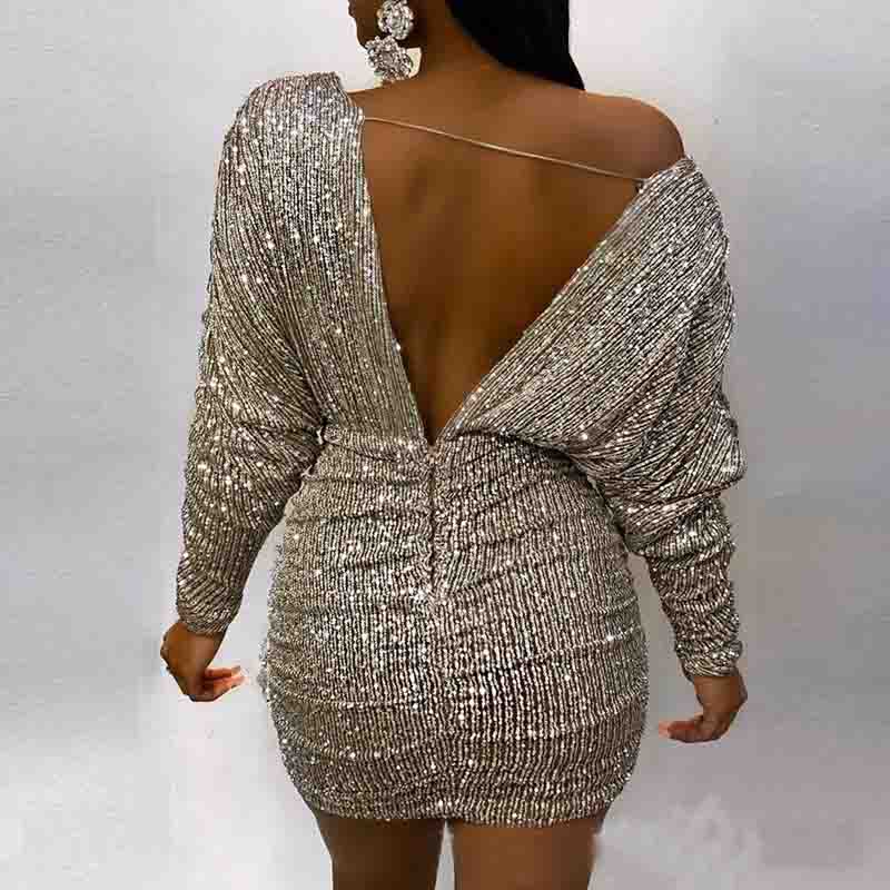 Sweet Women V-Neck Sequin Dress