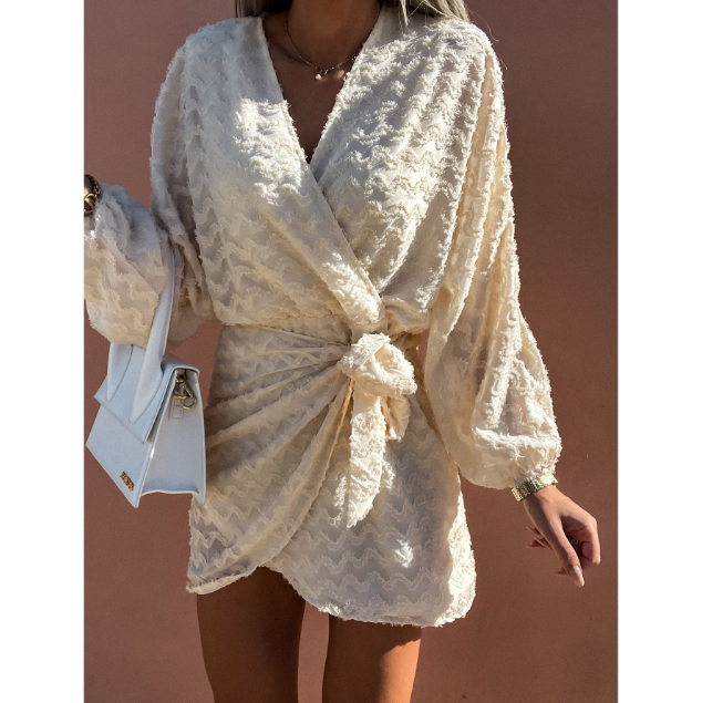 Casual Loose V-Neck Long Sleeve Dress