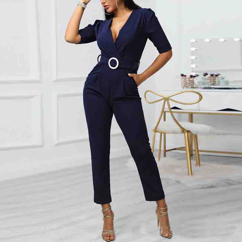 Women Casual Dark Blue Jumpsuit