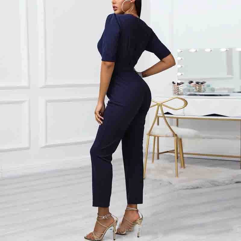 Women Casual Dark Blue Jumpsuit