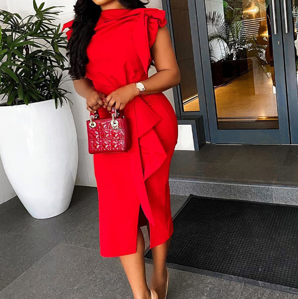 Temperament Sexy Tight Sexy Red Dress