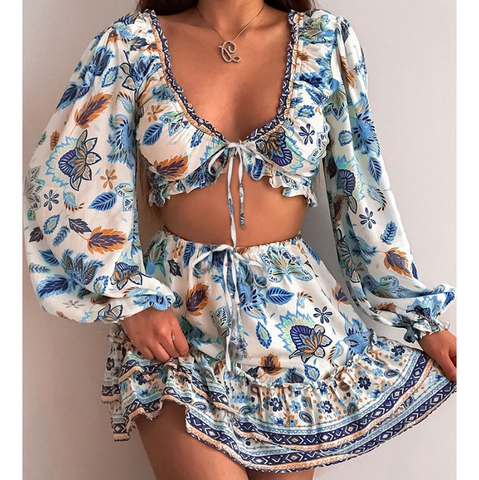 Lovely Round Neck Sleeveless Printed Piece Pants