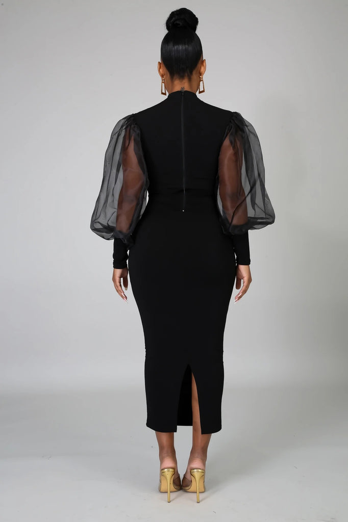 Women'S Mesh Splicing Solid Color Long Sleeve Dress