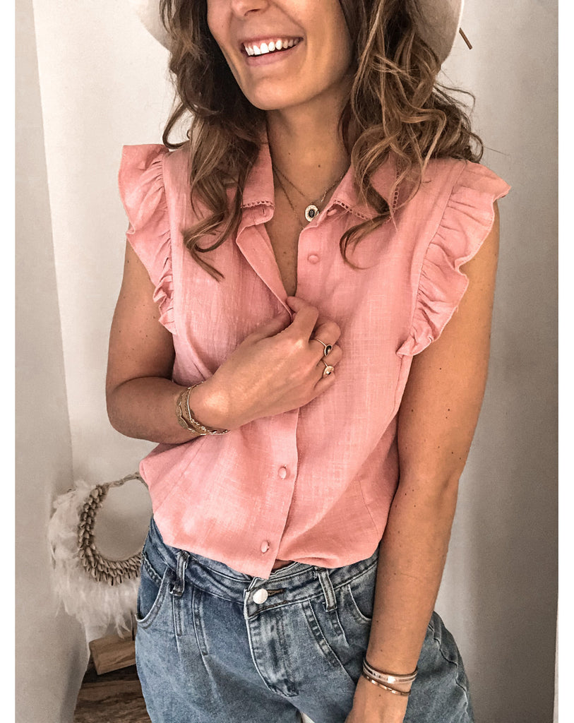 Solid Color Sleeveless Cardigan Shirt Top