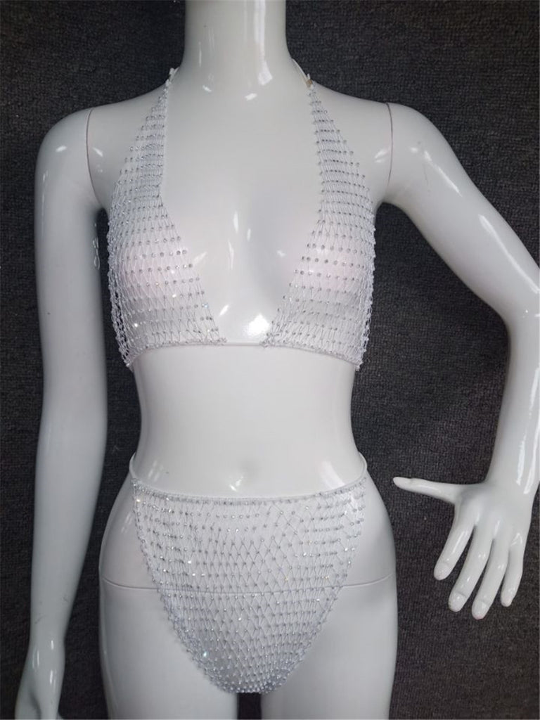 Solid Color Tank Top Bikini Set