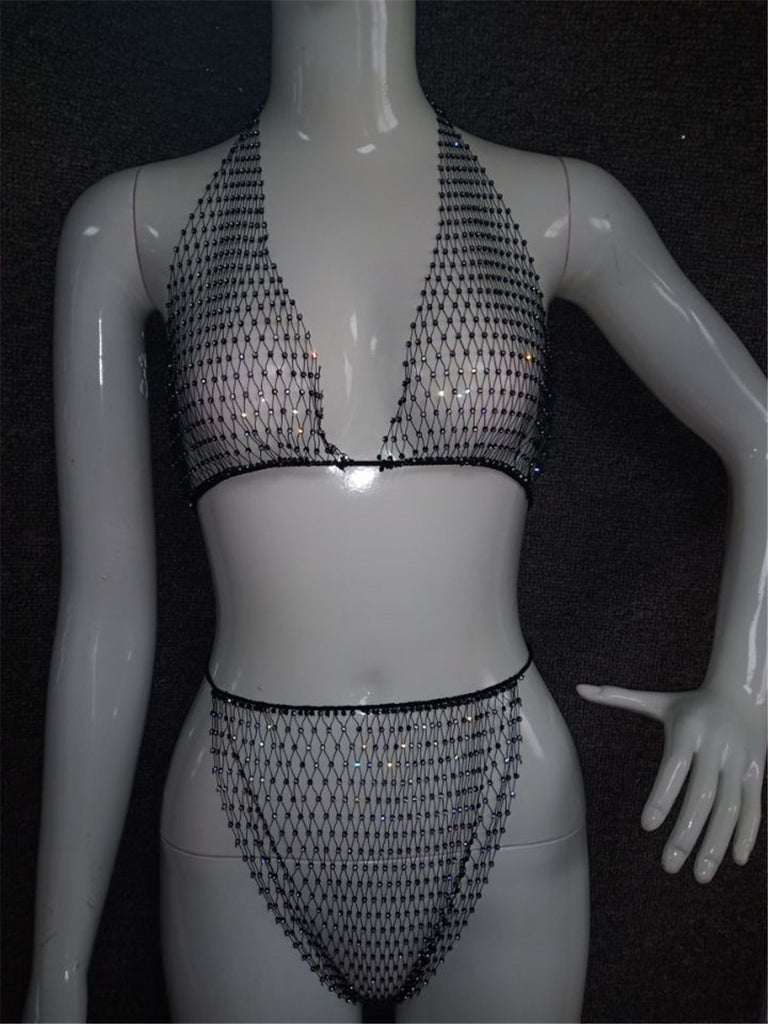 Solid Color Tank Top Bikini Set