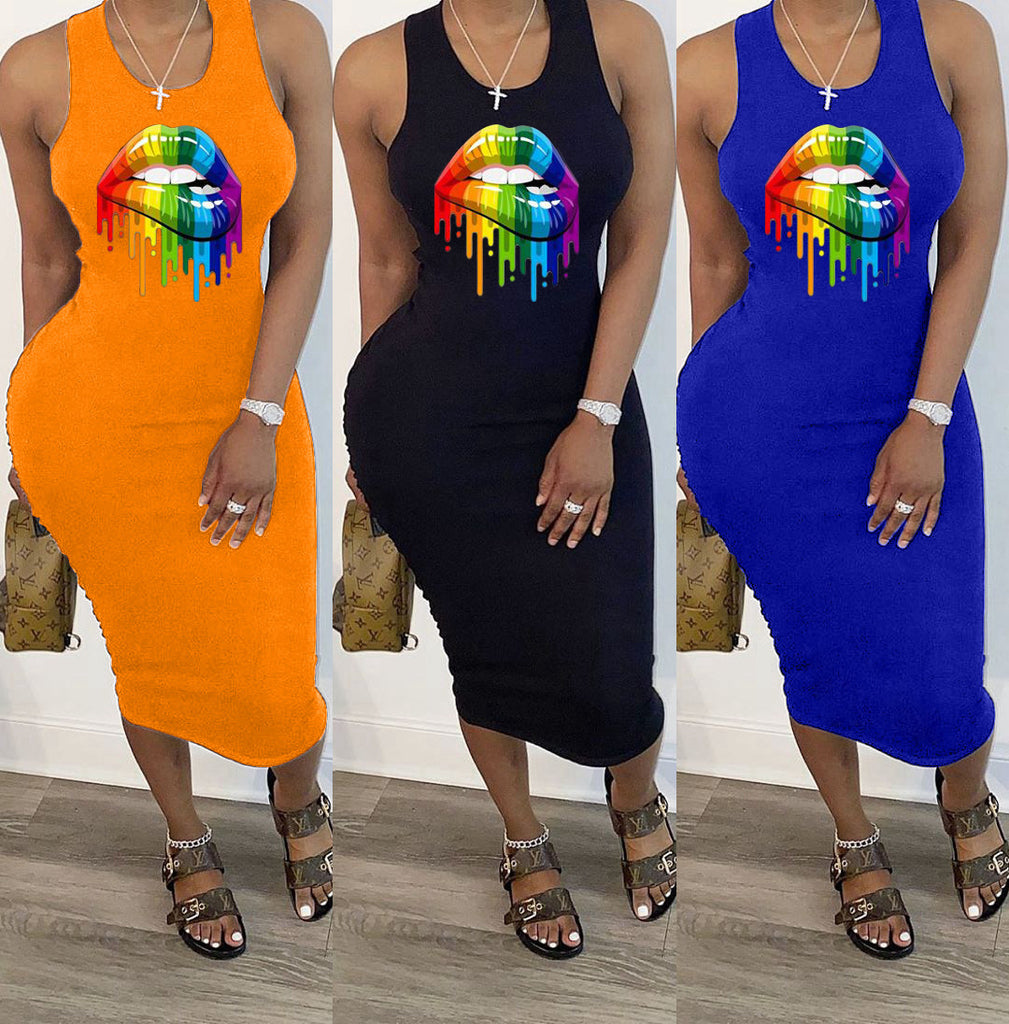 Round Neck Slim Sexy Women'S Sleeveless Dress