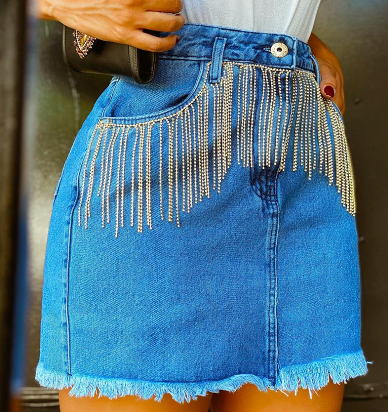 Casual Blue Denim Skirt