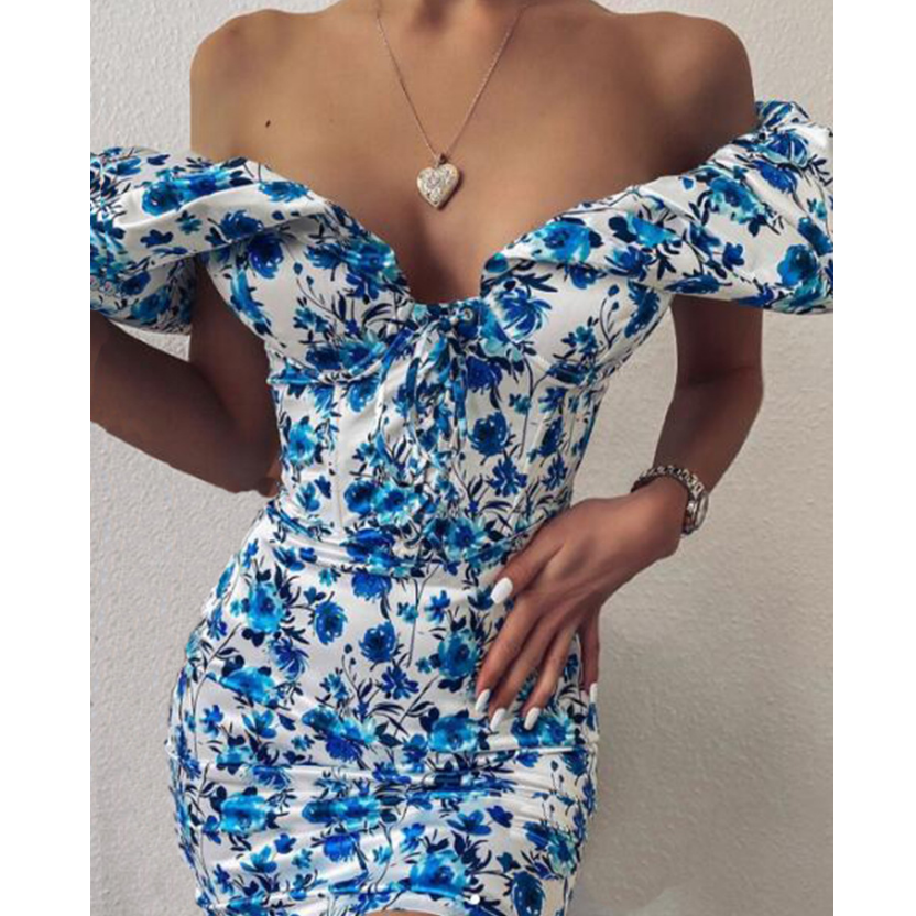Fashion Women'S Printed Slim Temperament Bag Hip Dress