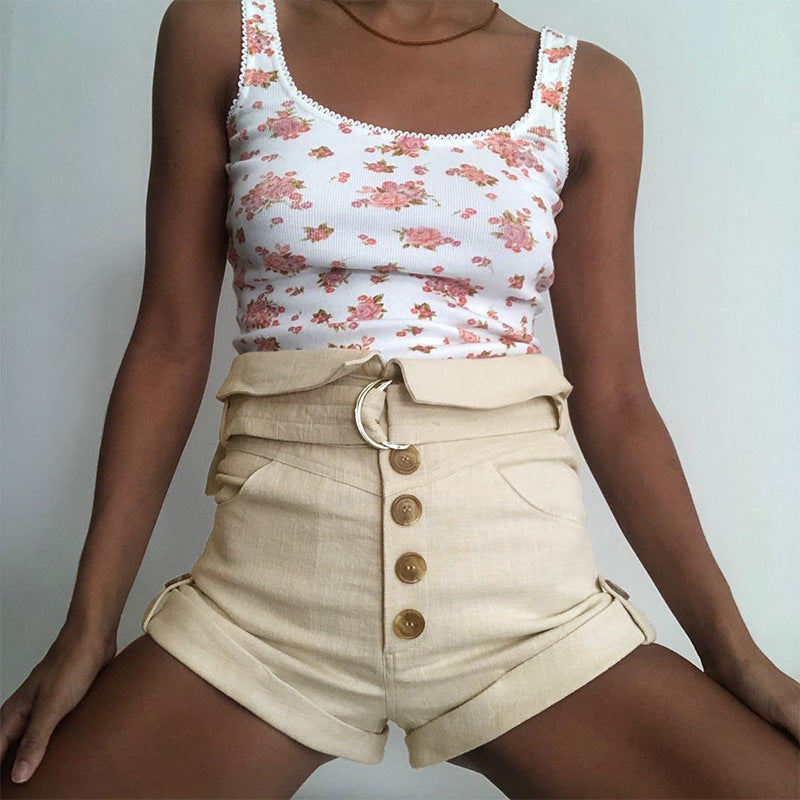 Trendy Button Slim Shorts