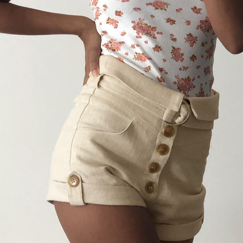Women'S Printed Button Denim Shorts